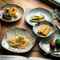 Japanese-style ceramic plate Hand-painted underglaze color flat plate Size plate Sushi plate Dessert plate Dumpling plate