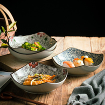 Japanese-style ceramic plate corner plate Creative vegetable plate Kimchi plate Sushi plate Fruit salad plate Dumpling plate Household