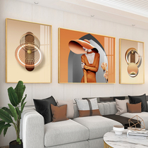 Modern minimalist sofa background wall hanging painting Nordic characters living room decorative painting creative non-perforated triple mural