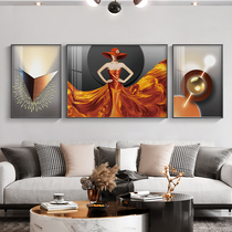 Modern simple and extravagant figures living room decoration painting sofa background wall atmospheric wall painting Crystal porcelain triple hanging painting mural