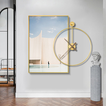 Modern minimalist sofa background wall decorative painting abstract living room hanging painting Nordic restaurant clock combination mural wall painting