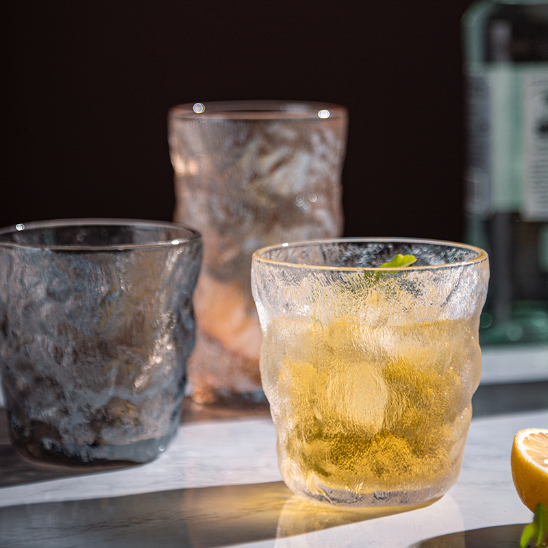 Glacier pattern glass high-value water cup female juice drink cup female ins style coffee cup beer mug male