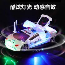 Wanxuo police car will dance rotating electric with music toy car Childrens tremble 6 boys 1-2-3 year old car