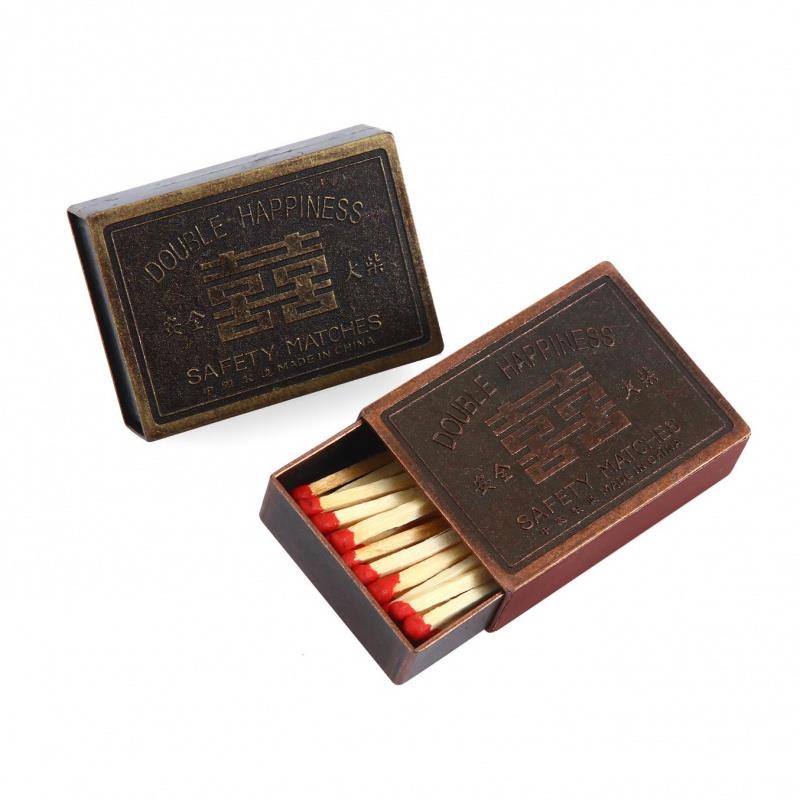 Highgrade fine metal nostalgic bronze vintage matchbox thickened