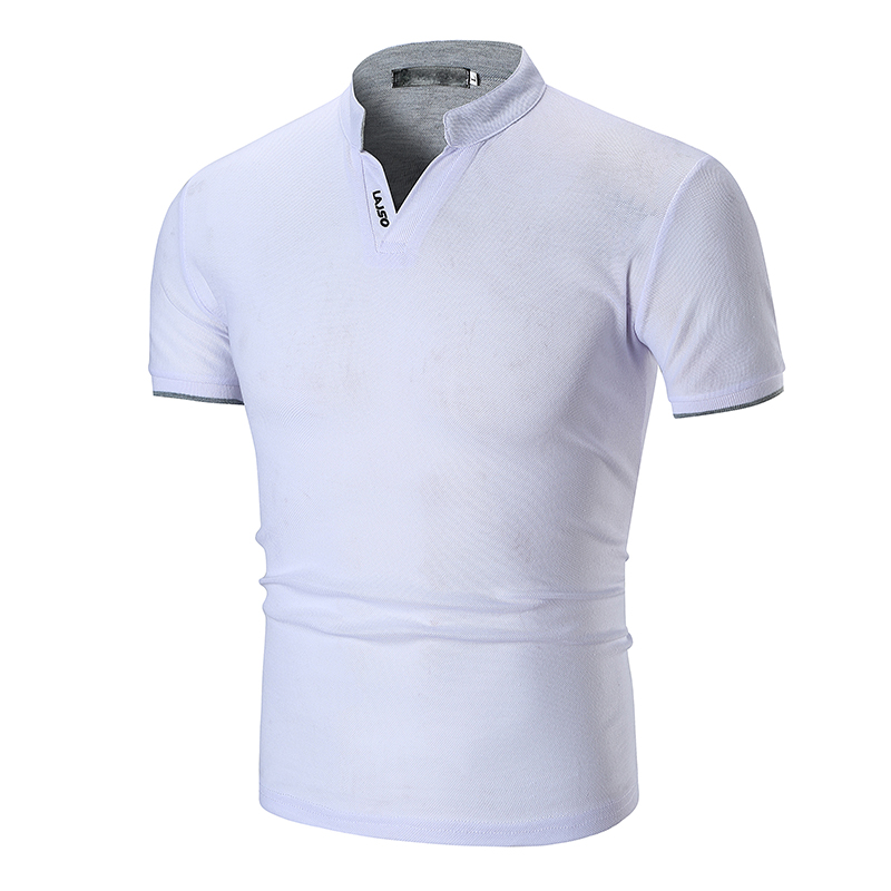 Men's Solid Color Casual V Neck Short Sleeve Regular Fit Men's Tops display picture 14