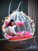 Double-pole hanging chair Birds Nest home double hanging basket rattan chair rocking chair cradle outdoor balcony hanging orchid chair Leisure swing