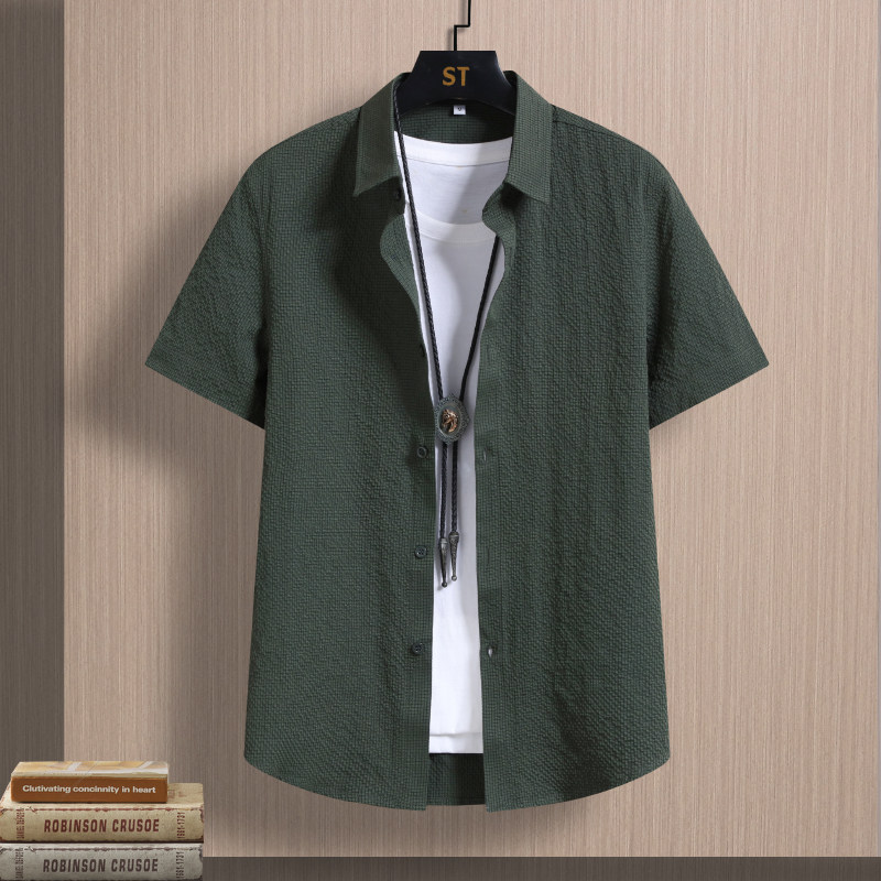 Summer men's business casual solid color short-sleeved shirt