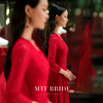 Dress 2021 new temperament Mantingfang (Yun Man)toast dress The bride can usually wear a red evening dress skirt