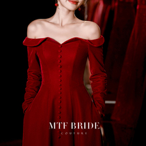 Manchen Fang (Ika) toast brides 2021 new winter red back door engagement evening dress women