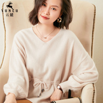  2020 autumn and winter new V-neck cashmere sweater women loose pullover thin solid color knitted cashmere bottoming sweater sweater women