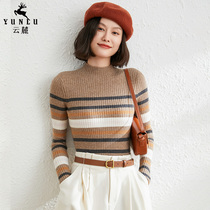  Semi-turtleneck cashmere sweater womens 2021 autumn and winter new slim slim thickened pullover sweater knitted bottoming shirt