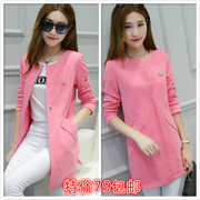 2019 mùa xuân và mùa thu mới nhỏ Suit nữ Loose thời trang Casual Trung bình Dài Kích Coat Suit Long Sleeve Tide