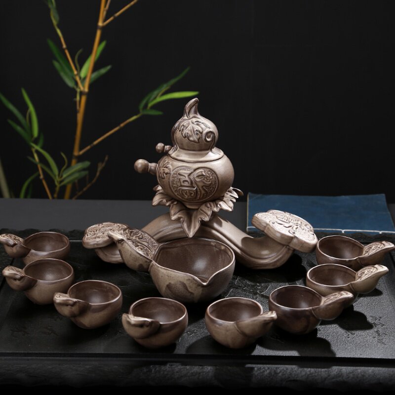 Sloth Automatic Tea Set Stone Mill Home to run Tea Road Purple Sand Tea Cup Suit Kung Fu Creative Minimalist Gift Box