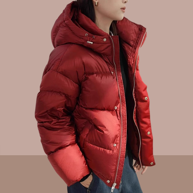 High-End and Stylish Red down Cotton Jacket for Women, 2026 New Popular Winter Loose Hooded Puffer Coat High-End and Stylish Red down Cotton Jacket for Women, 2026 New Popular Winter Loose Hooded Puffer Coat