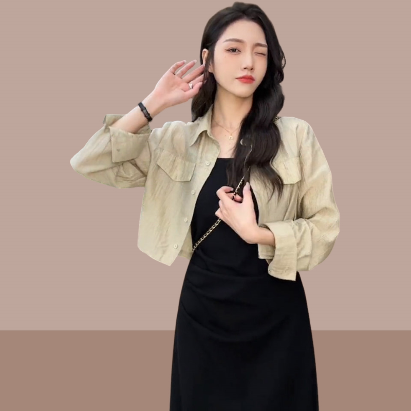 Summer Design-Inspired Ice Linen Short-Sleeve Striped Shirt for Women, New Style, Lazy Style, Hooded, Loose Fit, Versatile, Sun-Protective Thin Jacket