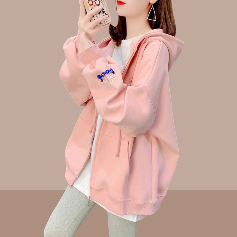 2026 Spring and Autumn New Women's Short Jacket Sweatshirt Cardigan Zipper Mid-Length Cover-The-Butt Popular Hooded Top 2026 Spring and Autumn New Women's Short Jacket Sweatshirt Cardigan Zipper Mid-Length Cover-The-Butt Popular Hooded Top