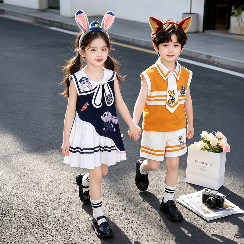 Zootopia Children's Clothing Boys and Girls College Style Nick Fox Boys' Clothes Performance Clothing Polo Shirt Set