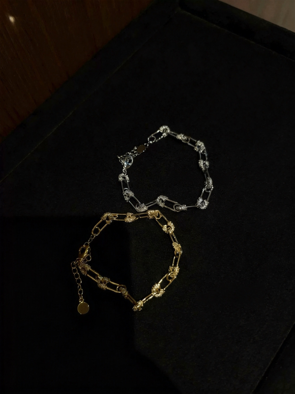 Asian Hot Girl Gold Diamondpin 18K Full Diamond Inlaid Pin Bracelet Gold-Plated Retro Subculture Accessories