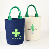 Canvas Handbag Mommy Bag Mom Outside Bottle Bag Mother & Baby Bag Water Glasses Small Carry Bag Round Lunch Box Bag Bag