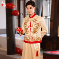 Groom Show 2022 New mens wedding dresses Chinese style wedding toast with champagne-style dragon and vest spring