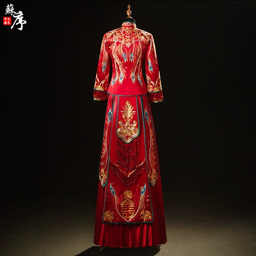 Традиционный свадебный наряд Сюхэ для невесты, свадебное платье, вечернее платье, дракон и феникс, коллекция 2023, китайский стиль