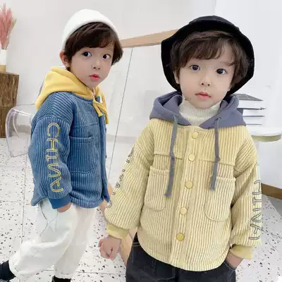 Bean Sen Ma Men's Baby Coat Autumn and Winter Clothing Children Corduroy Top 2020 New Kids Hooded Windbreaker