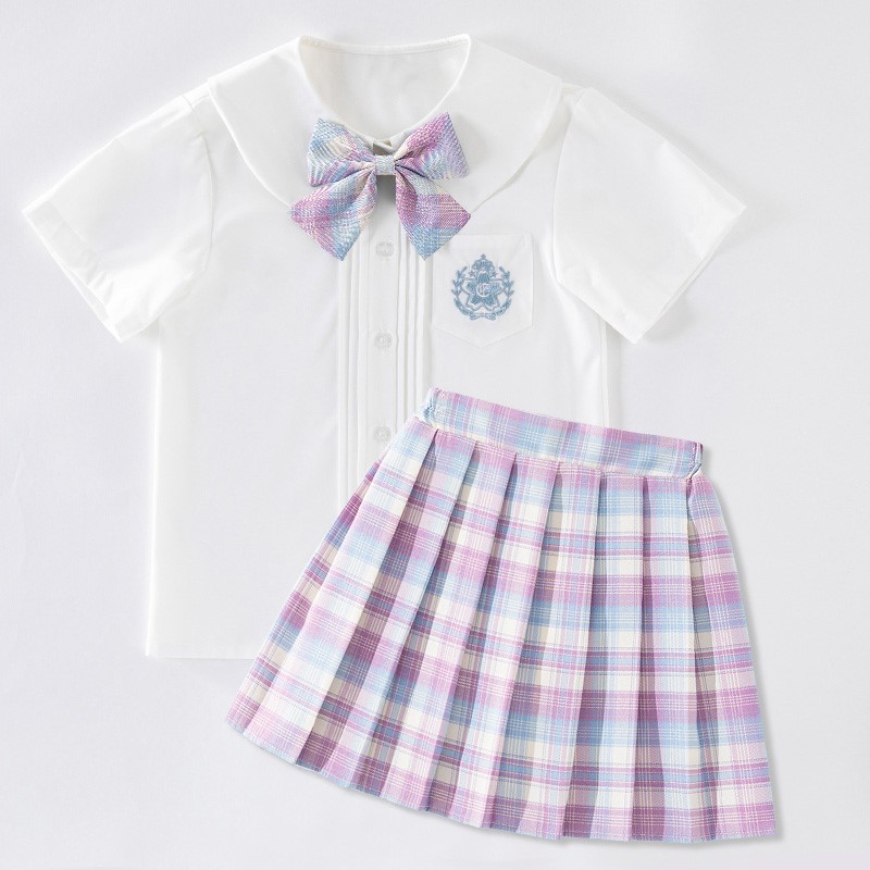 Children's Short Sleeve JK Uniform Dress Real Set of Girls College Wind Set School Students 10