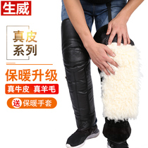 Real wool kneecap winter electric car Motorsport kneecap genuine leather armguard male thickened warm riding wind-proof and cold-proof