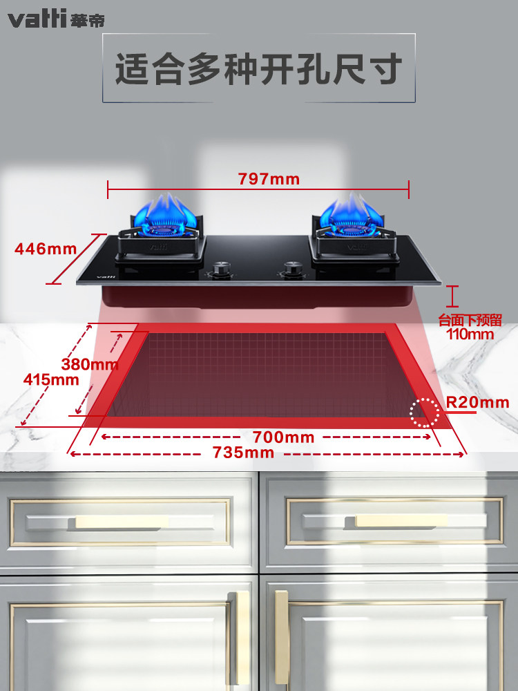 Huadi gas stove Gas stove Double mouth gas stove Menghu stove Gas stove large panel B868B household embedded stove