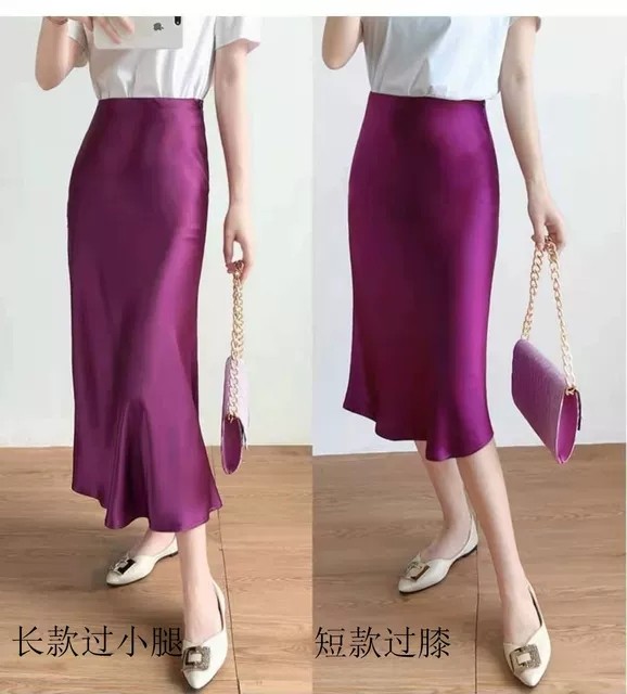Acetate satin skirt silk a waist fish tail skirt
