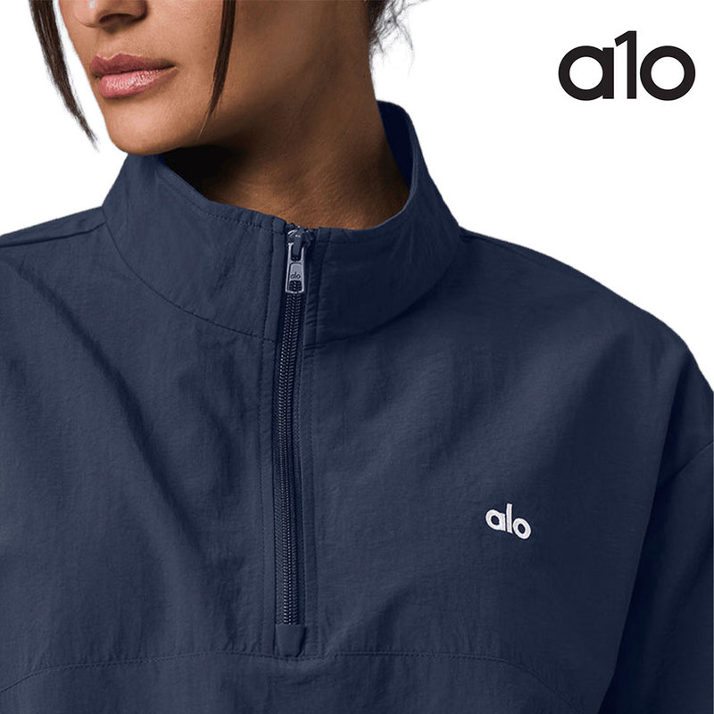 A1O Alo Half-Zip Stand Collar Long-Sleeve Loose-Fitting Unisex Couple Sports Sweatshirt Solid Color Simple Versatile Top