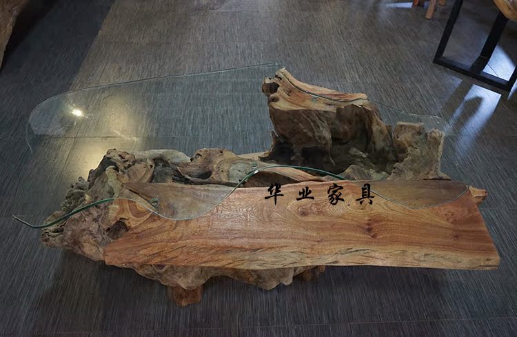 Long não gỗ khắc bàn cà phê toàn cây gốc tự nhiên hình thức kungfu bàn trà bàn gỗ rắn bàn giải trí tại chỗ - Các món ăn khao khát gốc bàn ghế từ gốc cây