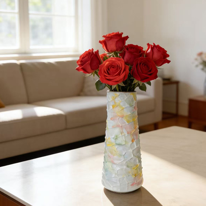 Acrylic Cream Ceramic Handmade Vase Living Room Flower Arrangement Art Vessel Entryway Dining Table Decoration Ornament Ins Style