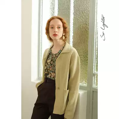 solighter Wool Knitted Cardigan Jacket Women Autumn Winter Long Sleeve Loose Lazy Shirt Collar Sweater