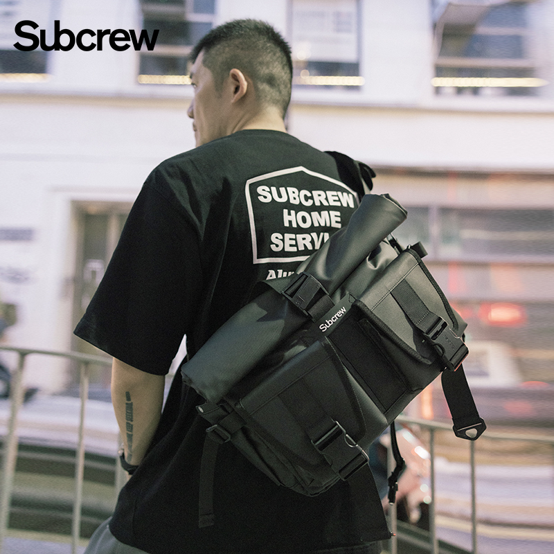 Subcrew Cycling Travel Crossbody Bag Men's Large-Capacity Functional Commuter Messenger Bag Travel Waterproof Shoulder Bag
