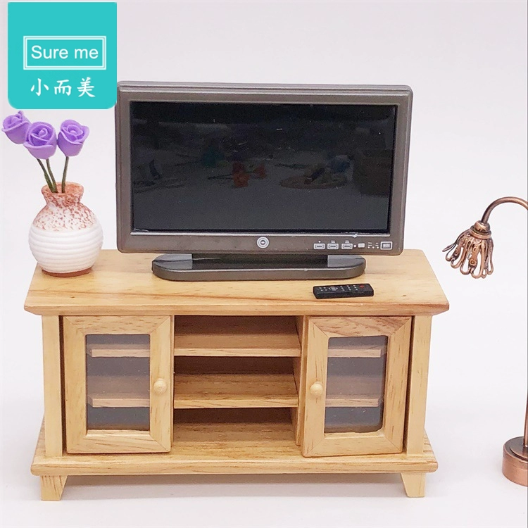 Đồ chơi thu nhỏ Mini World Snack Play Model LCD TV Tủ điều khiển từ xa Nhà búp bê Thiết bị thực phẩm Phụ kiện - Chế độ tĩnh