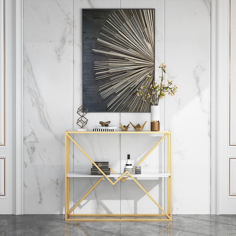 Nordic minimalist wrought iron porch cabinet against the wall shelf light luxury porch table storage layer shelf marble bookshelf ins