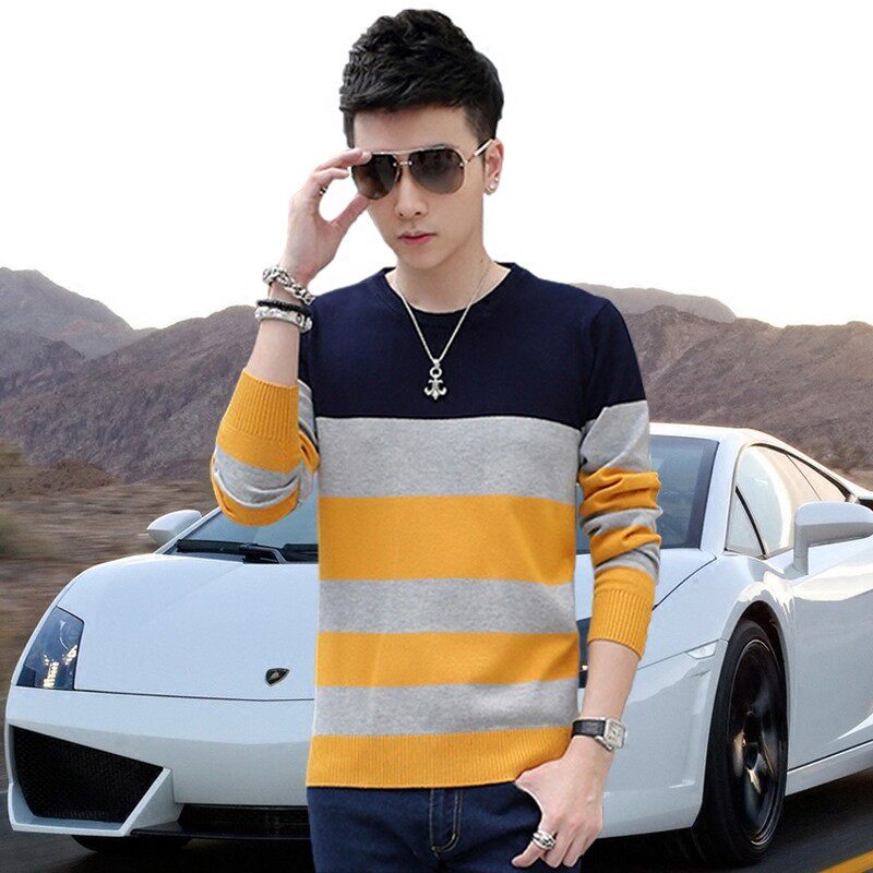 Men's long sleeve t shirt pure cotton cotton in spring and fall clothes spring thin casual round collar knitted blouse