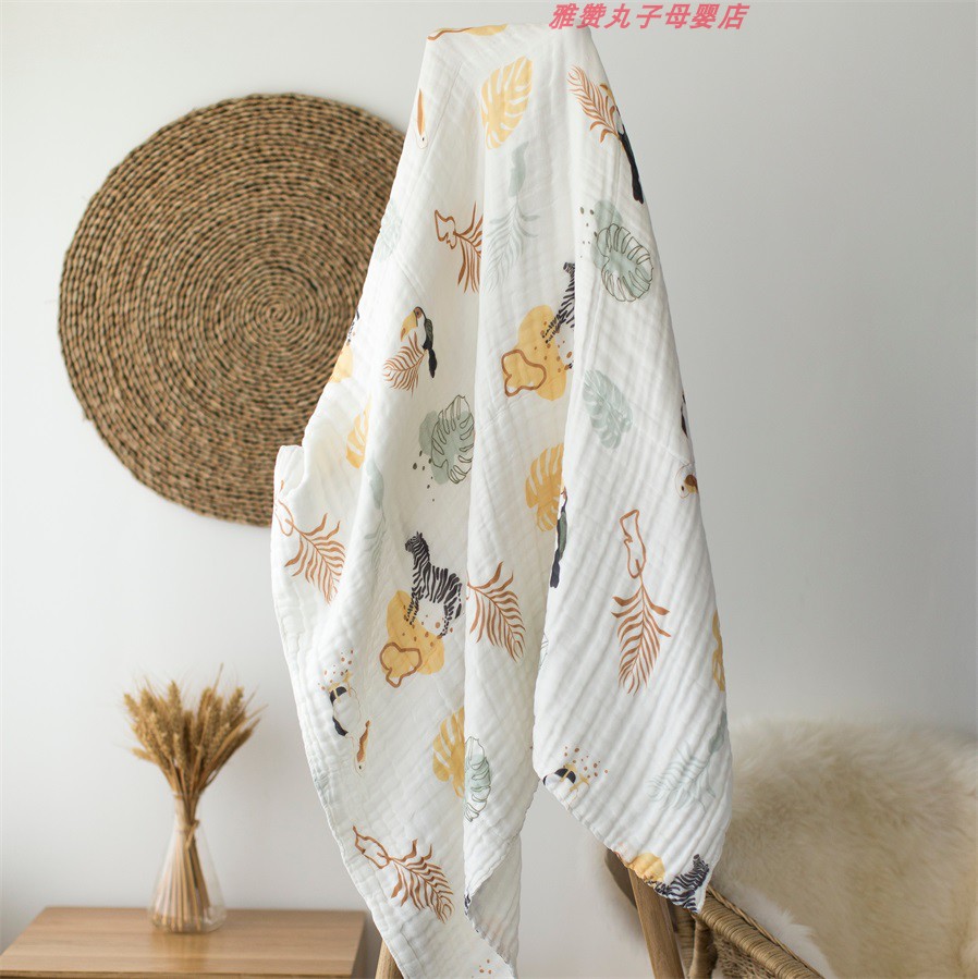 Yazan) ball six-layer pleated cotton newborn baby wrap towel children adult bath towel cover quilt office shawl