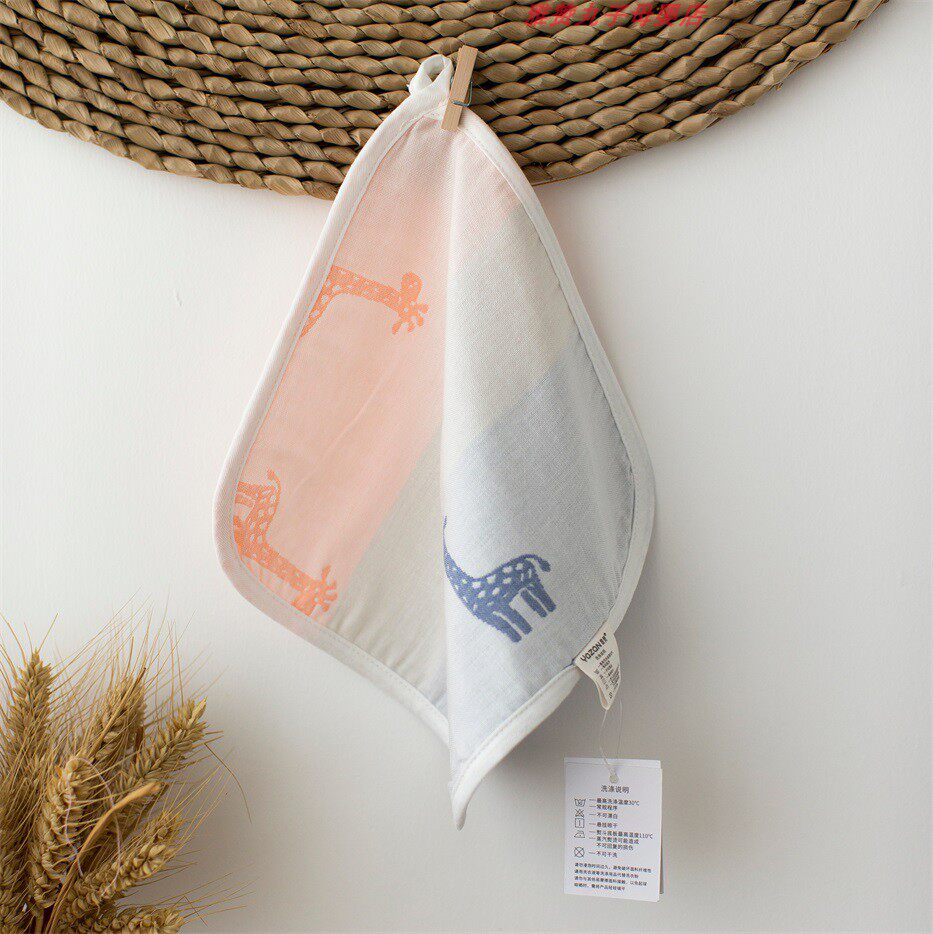 Jazan pills Two - layer square - cotton stamp cartoon bright boys and girls love to wash their faces and sweat decorations