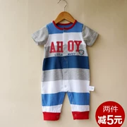 Mùa hè quần ngắn tay jumpsuit sơ sinh cho bé sơ sinh bé romper bé trai mùa hè máy lạnh mỏng - Áo liền quần