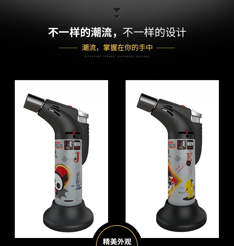 Quý tộc gió nhẹ nhẹ bơm hơi ngọn lửa đánh lửa sáng tạo súng phun moxib Fir điểm thơm nướng nhiệt độ cao thẳng ngọn lửa màu xanh - Bật lửa bật lửa độc