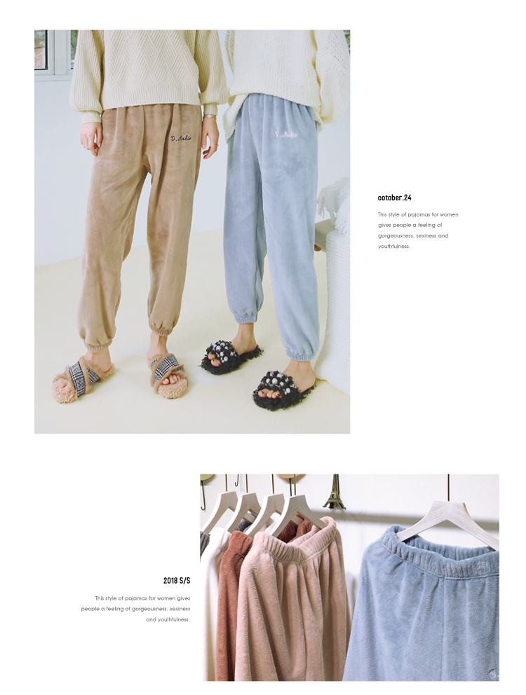 Tiên quần ấm nhà quần lười san hô nhung ngủ quần phụ nữ dày lên flannel lỏng quần mùa thu và mùa đông quần áo thể thao
