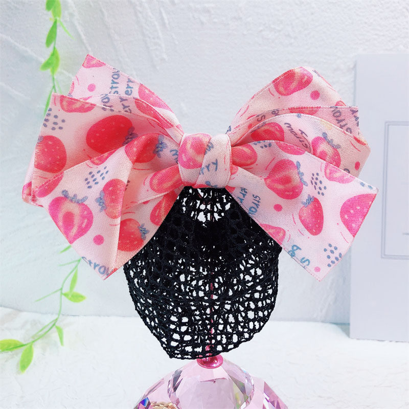 South Korean high-end children's head adorned with girls' performance dancing disc hairnet pockets girl pills head large butterfly knot hairpin