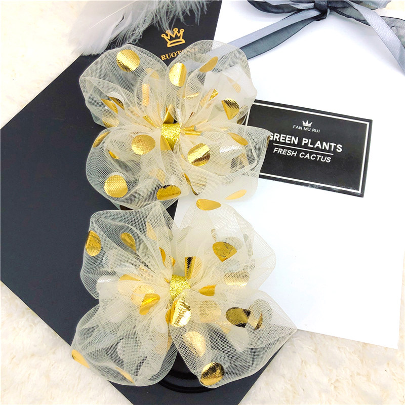 Korean children's bow headwear hair accessories Hairband hairclip headdress imported polo point yarn girls Hairband Hairband