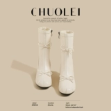 Martens, летние белые высокие сапоги с бантиком, по фигуре