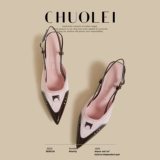 2025 летние новые женские подвесные босоножки специальной формы на высоком каблуке с розовой строчкой, туфли Мэри Джейн с неглубоким вырезом снаружи