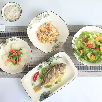 Bowl Household bowl set Ceramic salad bowl Ramen bowl Japanese bowl Rice bowl Soup bowl Plate plate plate Fish plate