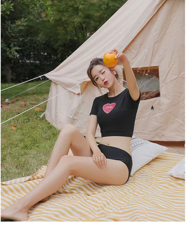 Dễ thương Nhật Bản mới 2019 cô gái ngọt ngào mùa xuân nóng bỏng ngực nhỏ học sinh bảo thủ nhỏ tươi áo tắm ba mảnh phụ nữ - Bộ đồ bơi hai mảnh 	đồ bơi 2 mảnh cột chéo eo	