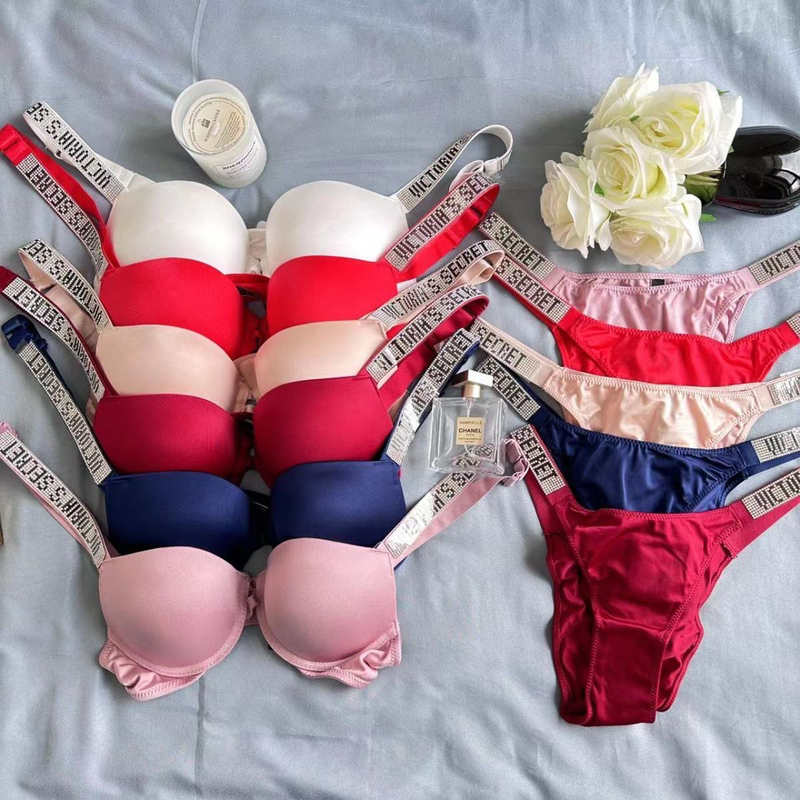 Clearance Rhinestone Letter Strap Bra Classic Sexy Small Chest Underwear Set Soft Underwire Thin Top Thick Bottom Clearance Rhinestone Letter Strap Bra Classic Sexy Small Chest Underwear Set Soft Underwire Thin Top Thick Bottom